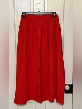 Nine West Vibrant Red Maxi Skirt with Elastic Waist